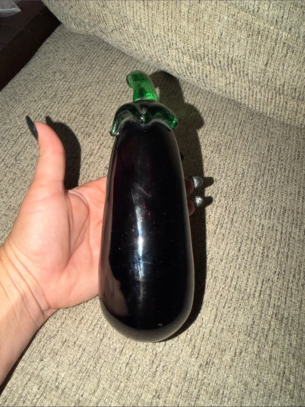 Handblown Glass Eggplant Accent Piece Royal Gallery 1998 Made in Czech Republic